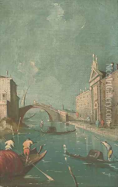 A Venetian canal Oil Painting - Francesco Guardi