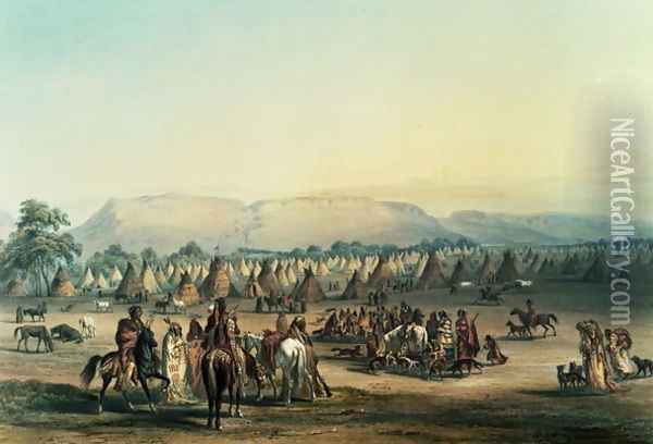 Camp of Piekann Indians Oil Painting - George Catlin