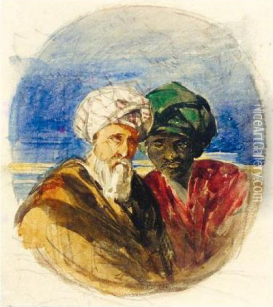 Study Of A Turk And A Negro Oil Painting - William James Muller