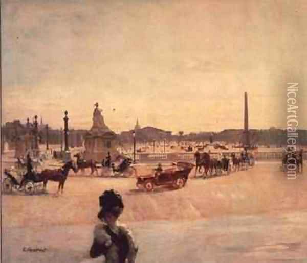 Place de la Concorde Paris Oil Painting - Georges Fraipont