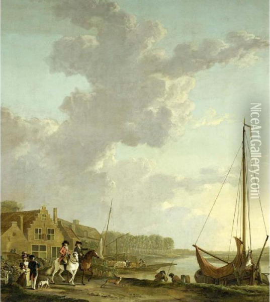 An Extensive River Landscape With A Oil Painting - Jacob Van Stry