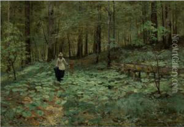 Walking In The Woods Oil Painting - Marie-Victor Emile Isenbart