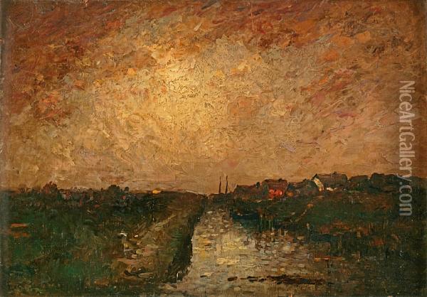 Along The Canal Oil Painting - John Francis Faed