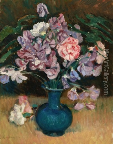 Still Life With Peonies And Pinks Oil Painting - Paul Dougherty