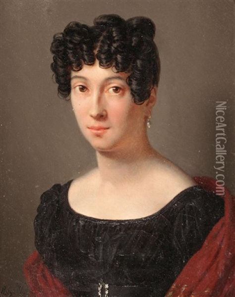 Retrato De Una Joven Oil Painting - Auguste Jean Baptiste Vinchon