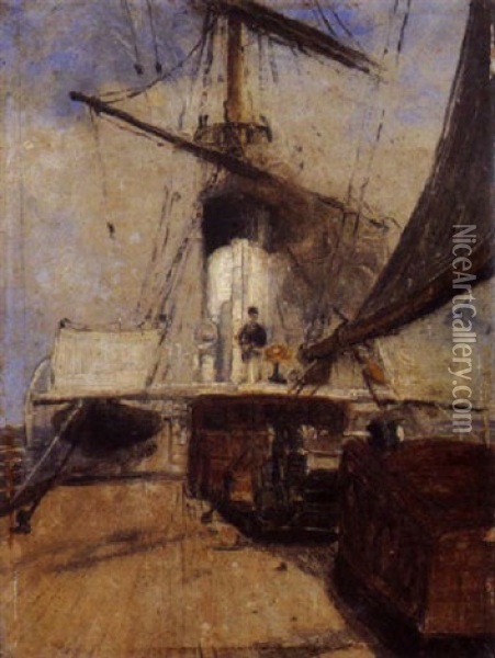 Le Pont Du Bateau Oil Painting - Norbert Goeneutte