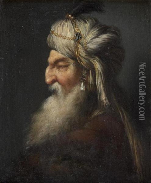 Portrait D'homme Au Turban Oil Painting - Christian Wilhelm Ernst Dietrich