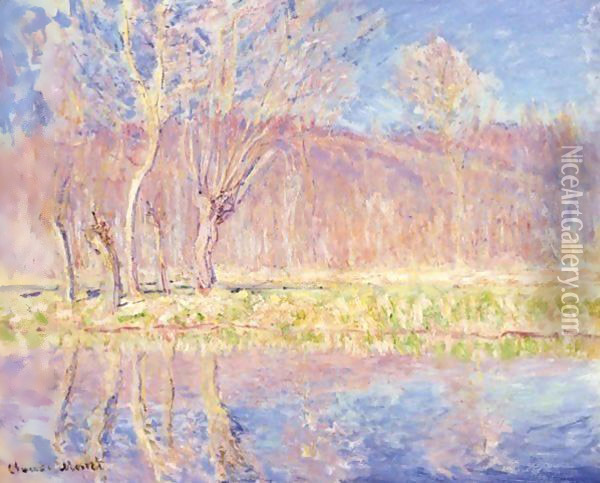 Arbres Au Bord De L'Eau. Printemps A Giverny Oil Painting - Claude Oscar Monet