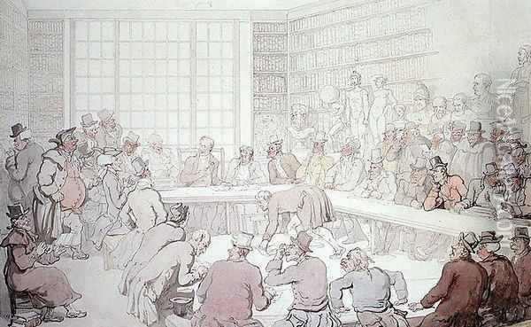 Dr Syntax at an Auction, 1820 Oil Painting - Thomas Rowlandson