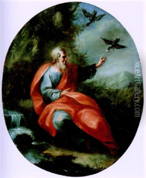 Der Prophet Elias Wird In Der Wuste Von Einem Raben Gespeist Oil Painting - Martin Johann (Kremser Schmidt) Schmidt