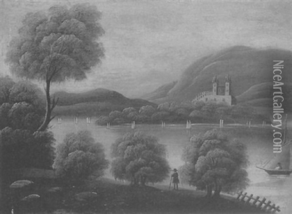 A View On The Hudson Oil Painting - Thomas Chambers