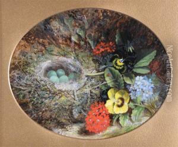 Forest Floor Still Life Of Flowers And A Bird's Nest Oil Painting - Joseph Such