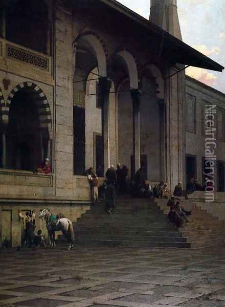 Door of the mosque of Yeni-Djami in Constantinople Oil Painting - Alberto Pasini
