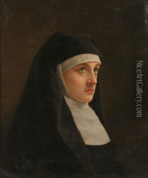 Pious Portrait Of A Nun Oil Painting - George Harvey