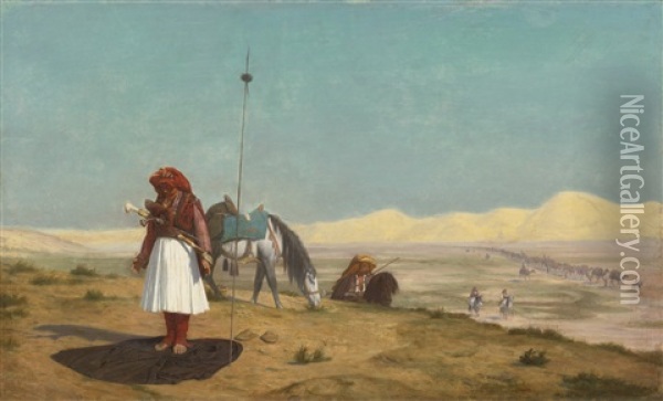 La Priere Dans Le Desert (collab. W/studio) Oil Painting - Jean-Leon Gerome