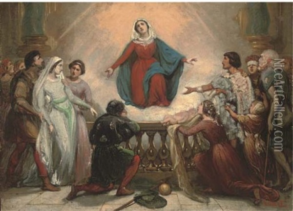 Mary Healing The Sick Oil Painting - Joseph Desire Court