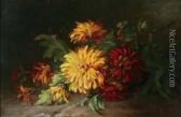 Dahlia's Oil Painting - Hubert Bellis