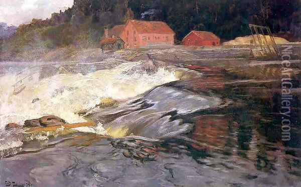 Waterfall at Norway Oil Painting - Fritz Thaulow