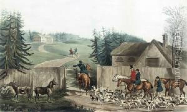 The Beaufort Hunt: Going Out Of Kennel Oil Painting - Henry Thomas Alken