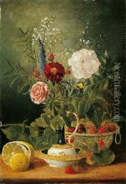 Blumenstillleben Oil Painting - Josef Lauer