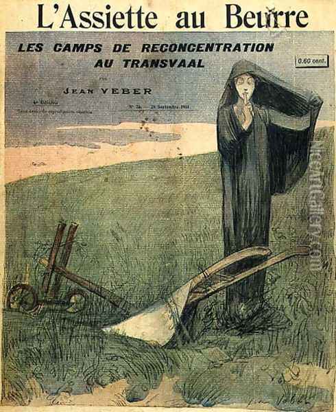 The Concentration Camps in the Transvaal: The Silence, caricature from LAssiette au Beurre, 28th September 1901 Oil Painting - Jean Veber