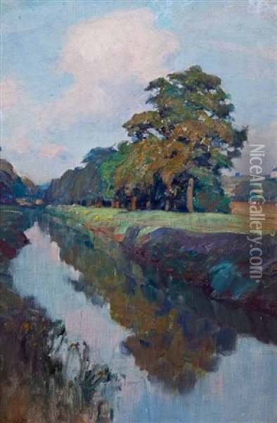 River Scene Oil Painting - William M. Pratt