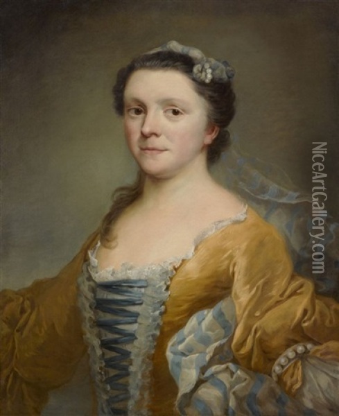 Portrait De Femme En Robe Jaune Oil Painting - Carle van Loo