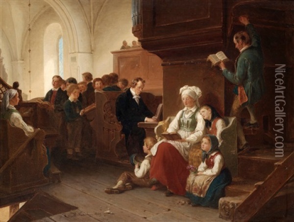 Pa Orgellaktaren Oil Painting - Bengt Nordenberg