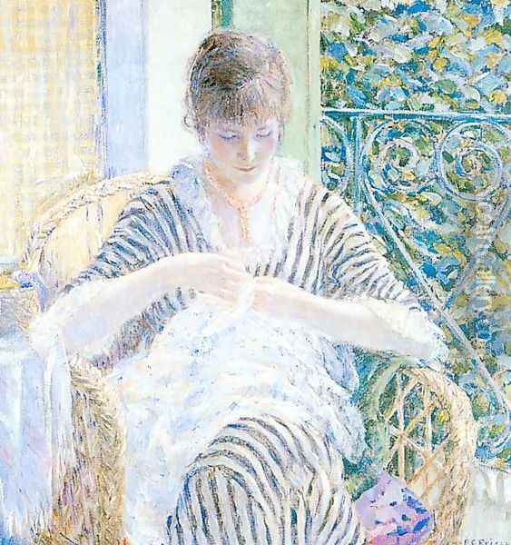 On the Balcony Oil Painting - Frederick Carl Frieseke