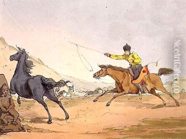 Tartars Catching Horses Oil Painting - John Augustus Atkinson