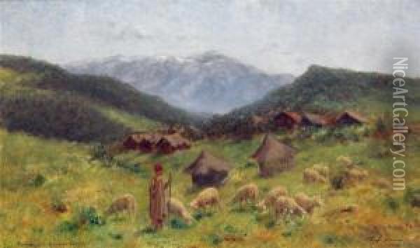 Le Berger Kabyle Oil Painting - John-Lewis Shonborn