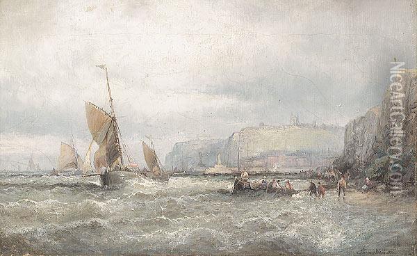 Shipping Of The Coast Oil Painting - James Webb