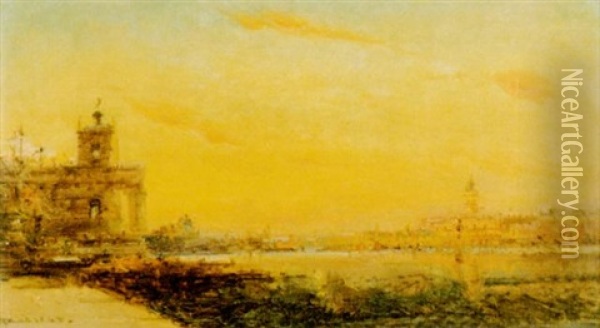 Sonnenuntergang Uber Venedig Oil Painting - Henri Duvieux