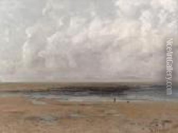 La Plage De Trouville Mare Basse Oil Painting - Gustave Courbet