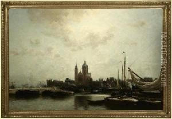 Amsterdam Harbor Oil Painting - Jan Hillebrand Wijsmuller