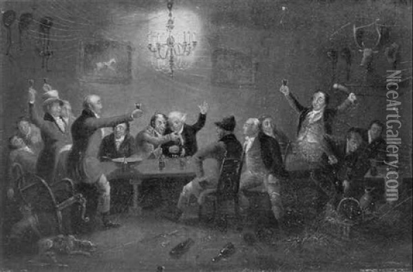 A Toast To A Good Hunt Oil Painting - Samuel Raven