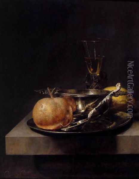 Still Life With Silver Cup Oil Painting - Cornelis Kick