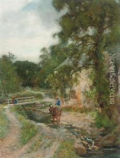 Crossing The Ford Oil Painting - Samuel Towers