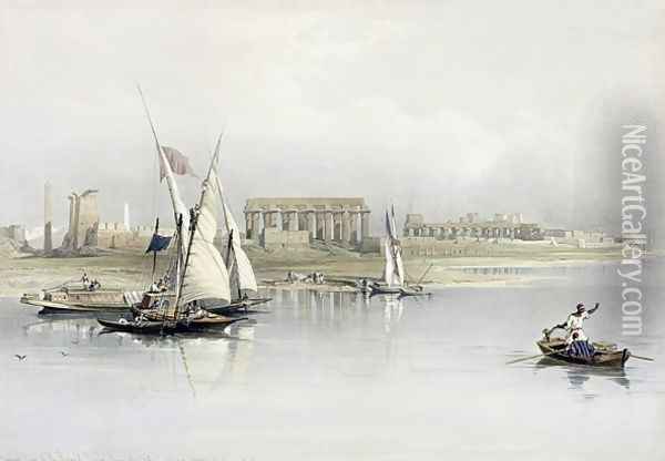 General View of the Ruins of Luxor from the Nile, from Egypt and Nubia, Vol.1 Oil Painting - David Roberts
