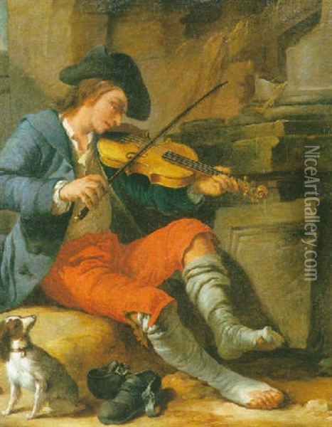 Le Violoniste Oil Painting - Jean-Baptiste Charpentier the Elder