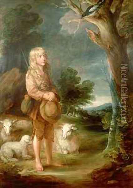Shepherd boy listening to a magpie Oil Painting - Thomas Gainsborough
