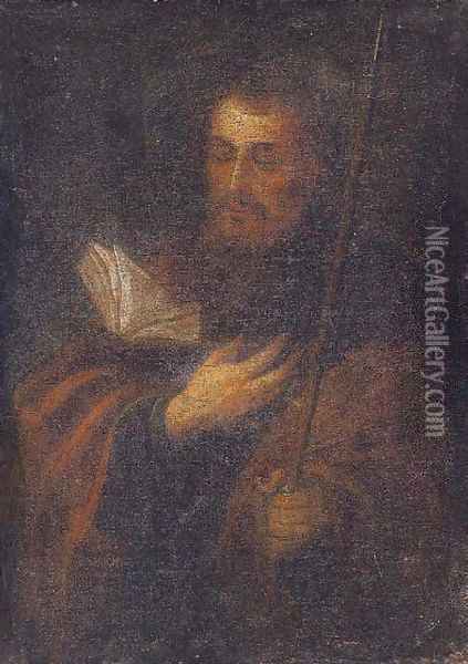 A male saint in quiet contemplation Oil Painting - Neapolitan School