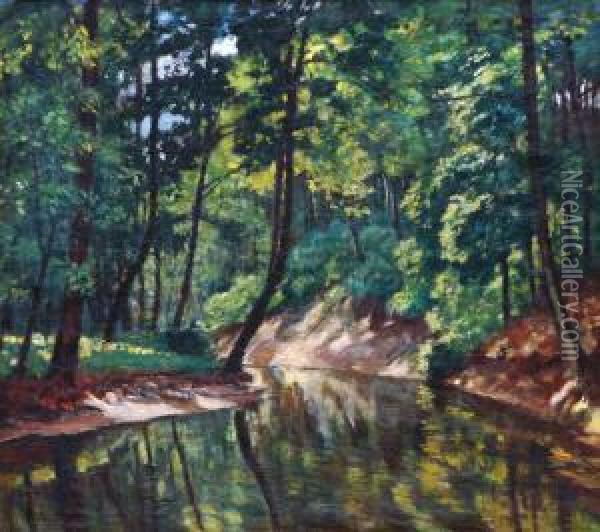 Stream Incestachovice Oil Painting - Antonin Hudecek