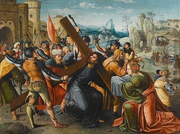 Christ On The Road To Calvary Oil Painting - Cornelius Engelbrechtsz