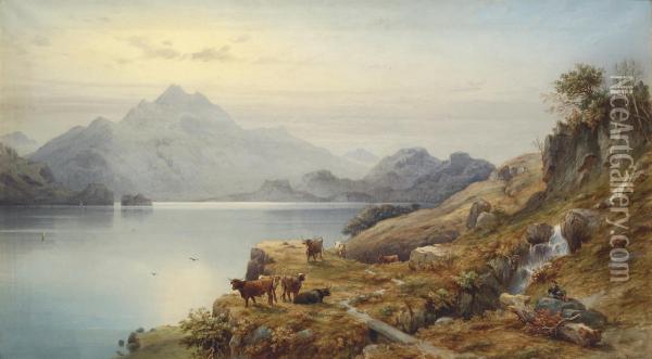 View Of Loch Katrine Oil Painting - Count Alexandre Thomas Francia