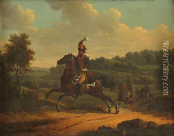 Un Officier De Dragon A Cheval Oil Painting - Joseph Swebach-Desfontaines