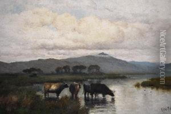 On The Conway, N. Wales Oil Painting - Alfred de Breanski