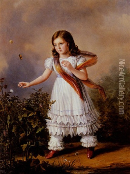 Fillette Au Papillon Oil Painting - Gustav de Galard