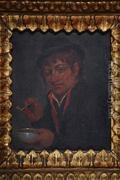 Boy Holding Ewer And Another Of A Man Holdinga Bowl And Smoking A Pipe Oil Painting - Erskine E. Nicol