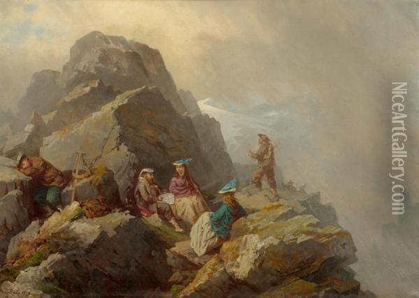 Five Mountaineers Oil Painting - Rafael Ritz